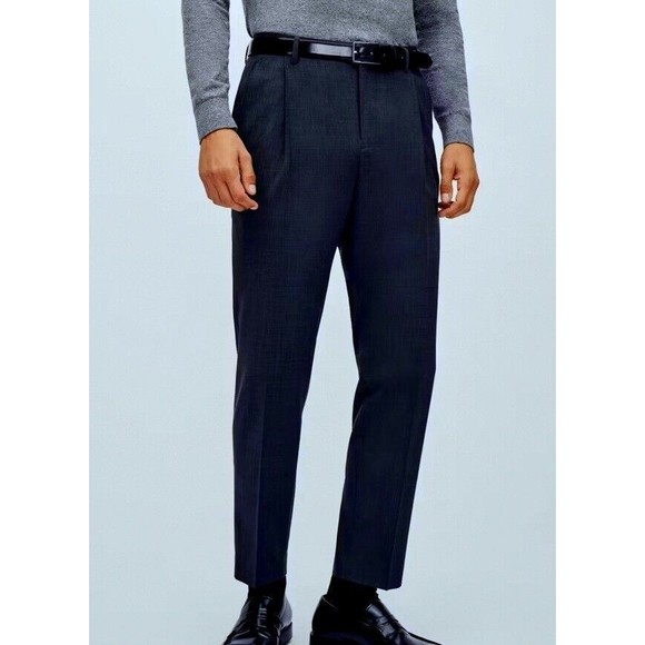 Bonobos Pleated Stretch Wool Trousers Marzotto DARK NAVY Dress Pant Men 29 / 29